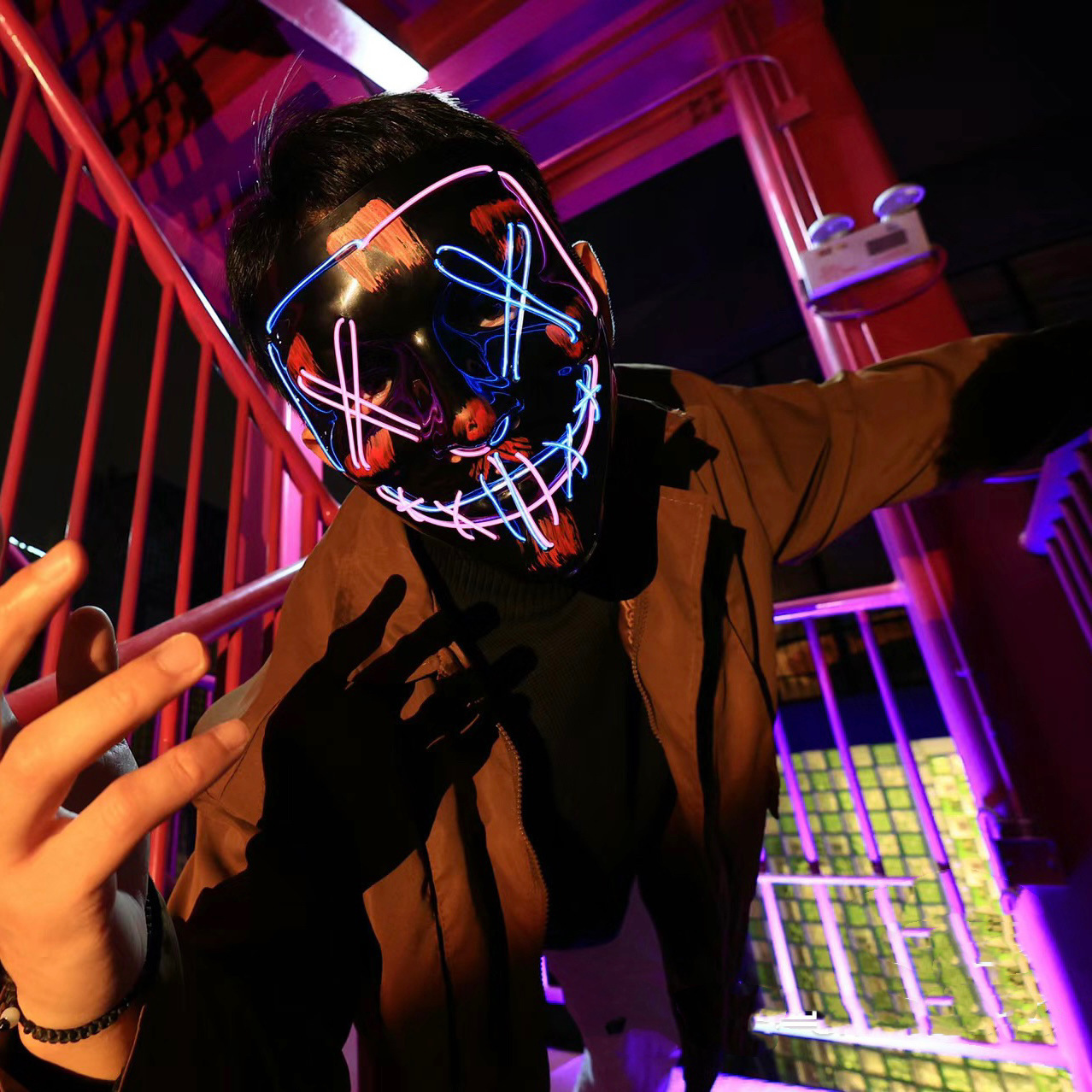 Wireless Neon LED Purge Mask G - Led Purge Mask Halloween recension och pris