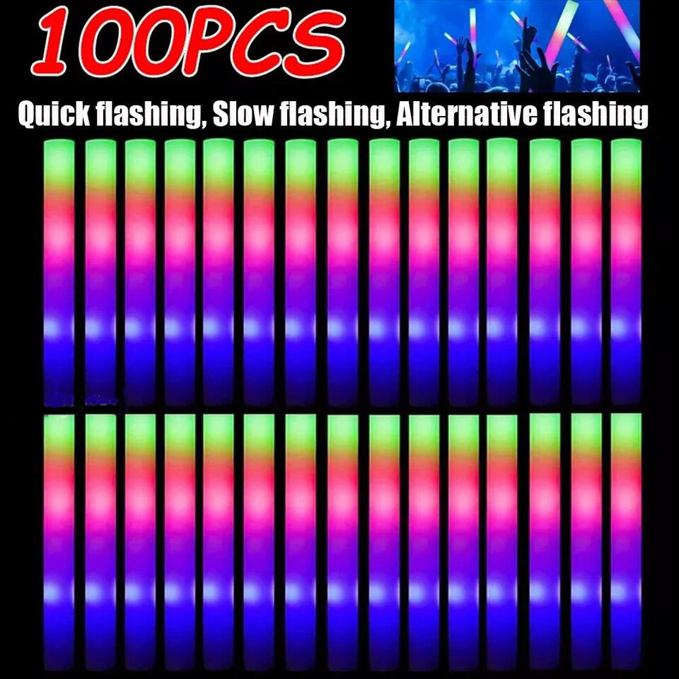 Glow Sticks Bulk 100Pack LED L - Flashing Led Foam Sticks Party recension och pris