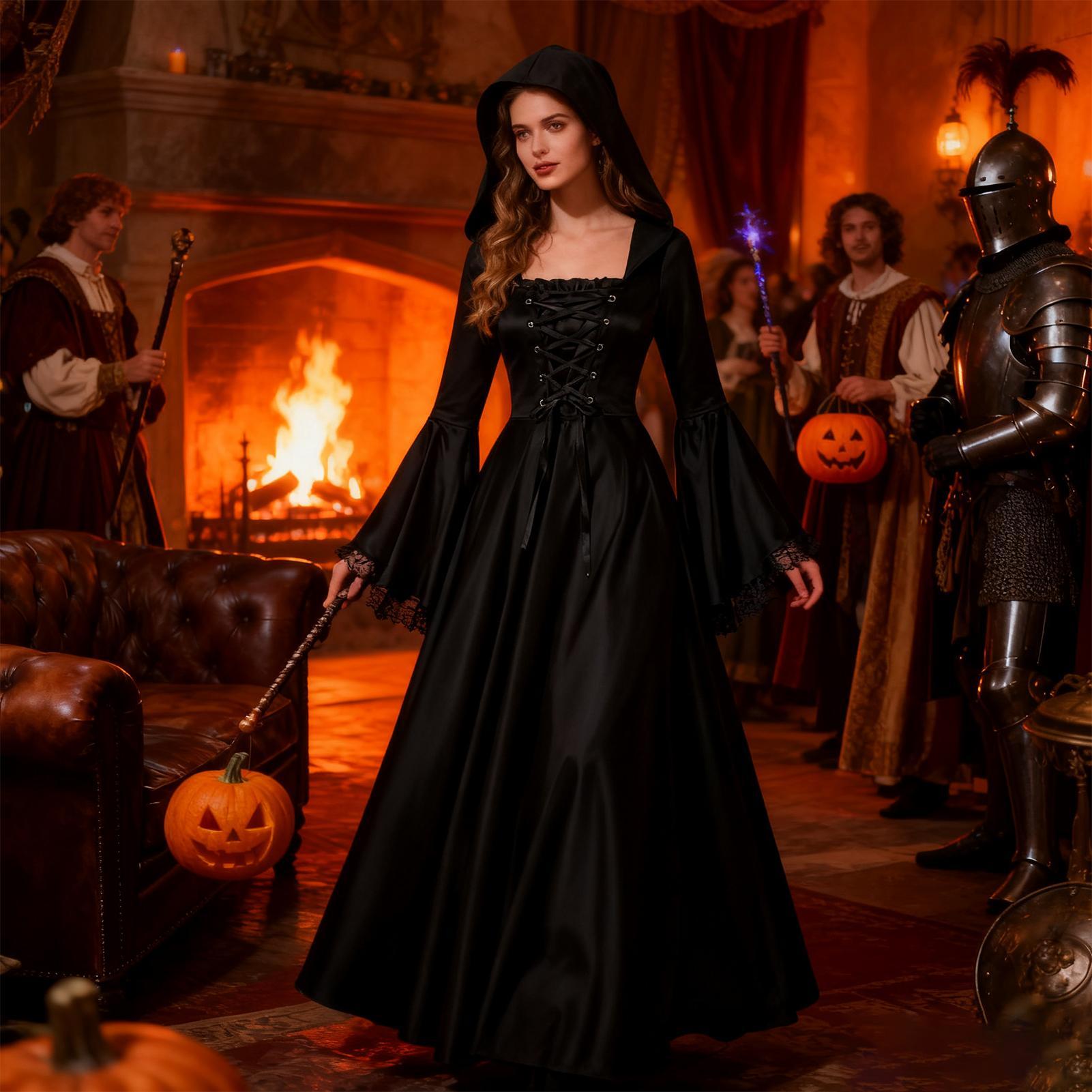 Halloween Witch Costume Mediev - Medieval Renaissance Dress Women recension och pris