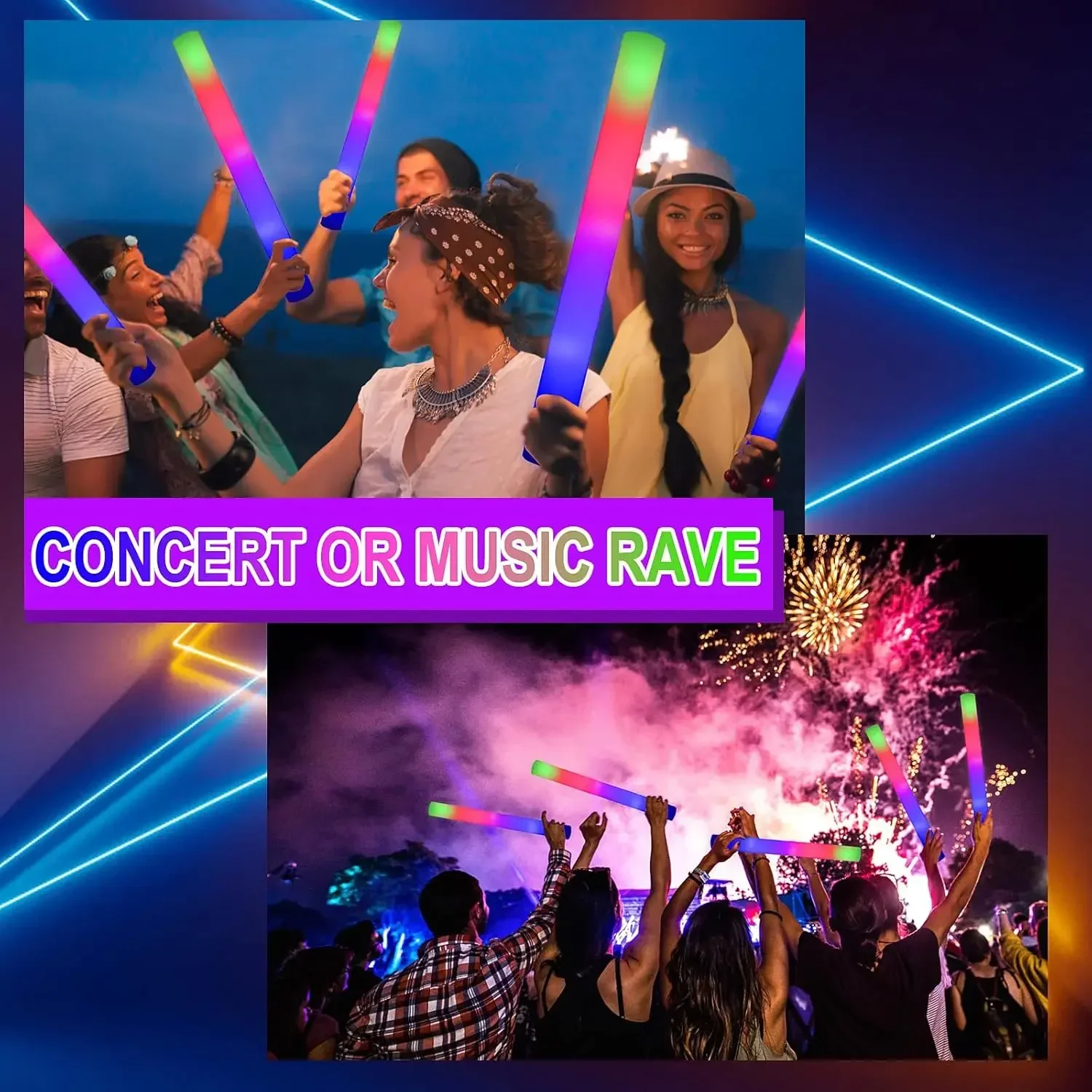 50PCS Led Foam Glow Sticks Chr - Flashing Led Foam Sticks Party recension och pris
