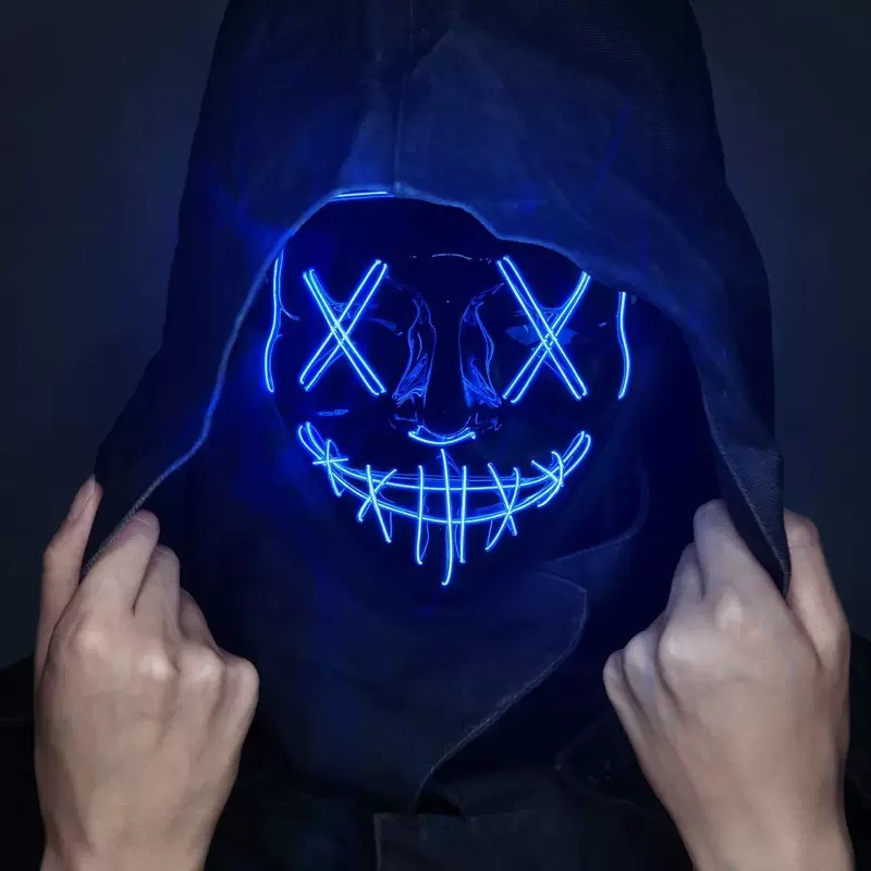 LED Glowing Black V-Shaped Mas - Led Purge Mask Halloween recension och pris