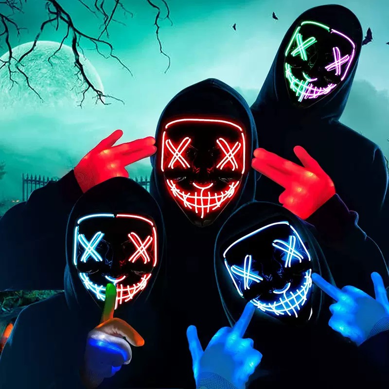LED Glowing Black V-Shaped Mas - Led Purge Mask Halloween recension och pris