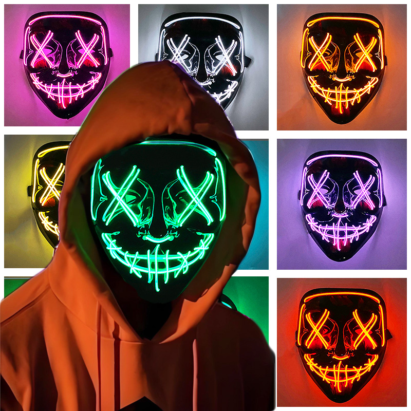 Glowing Cosplay EL Wire neon M - Led Purge Mask Halloween recension och pris
