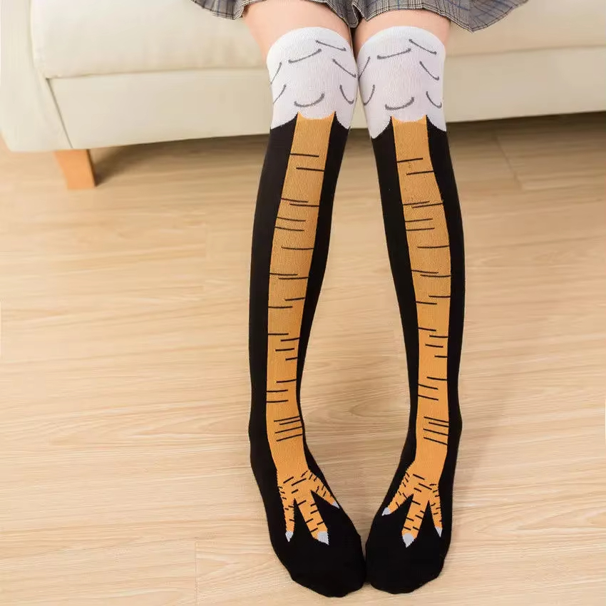 1/2/5 Pairs Women Knee High So - Funny Chicken Leg Socks recension och pris