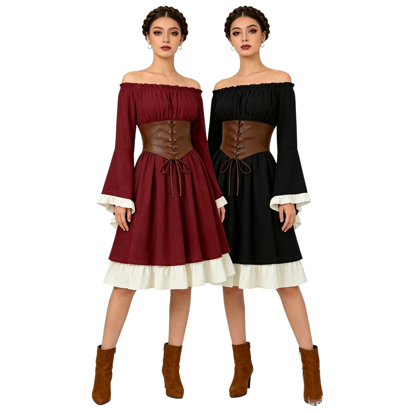 Medieval Renaissance Midi Dres - Medieval Renaissance Dress Women recension och pris